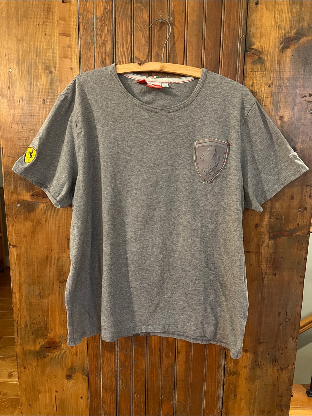 Ferrari Grey Short Sleeve Crewneck Logo Tee Size L